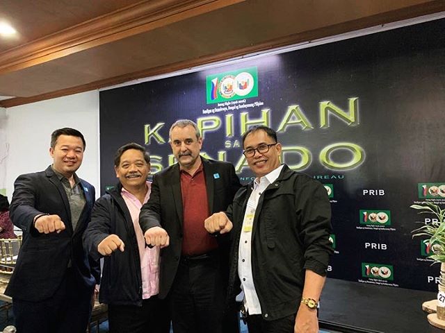 GM Dong and GM Steve Wolk at the Philippine Senate in Manila representing the USA at the SEA games / Arnis Committee Head meeting. Mabuhay! 👊🏼🇵🇭#itsmorefuninthephilippines