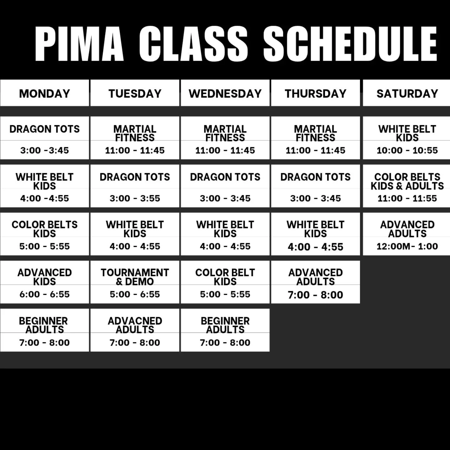 New class schedule. Follow the link in our bio to view the schedule and book a class