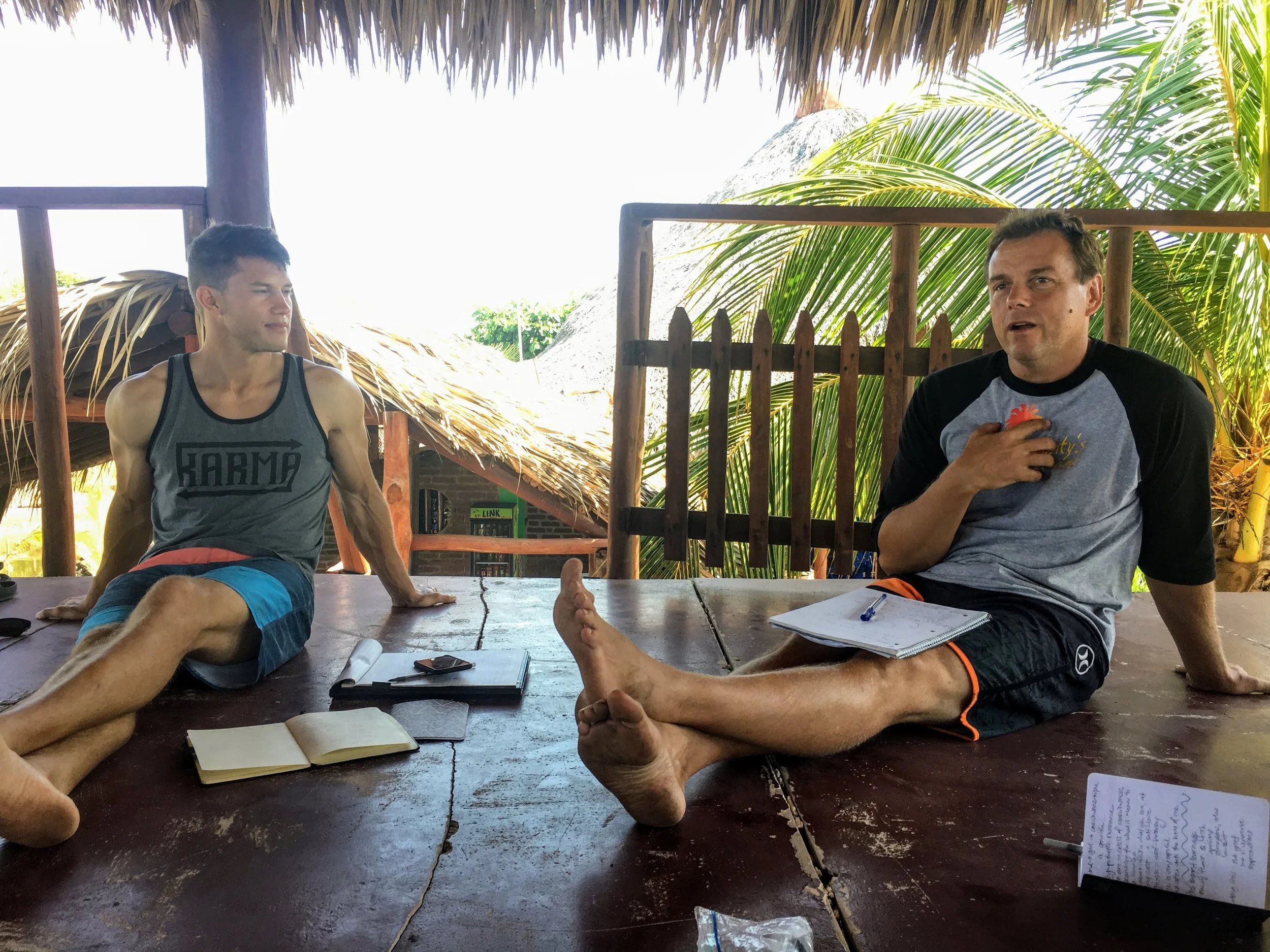 Monty (right) sharing his story during a workshop led by Mike (left) on finding and pursuing your passion during the Journey Retreat.