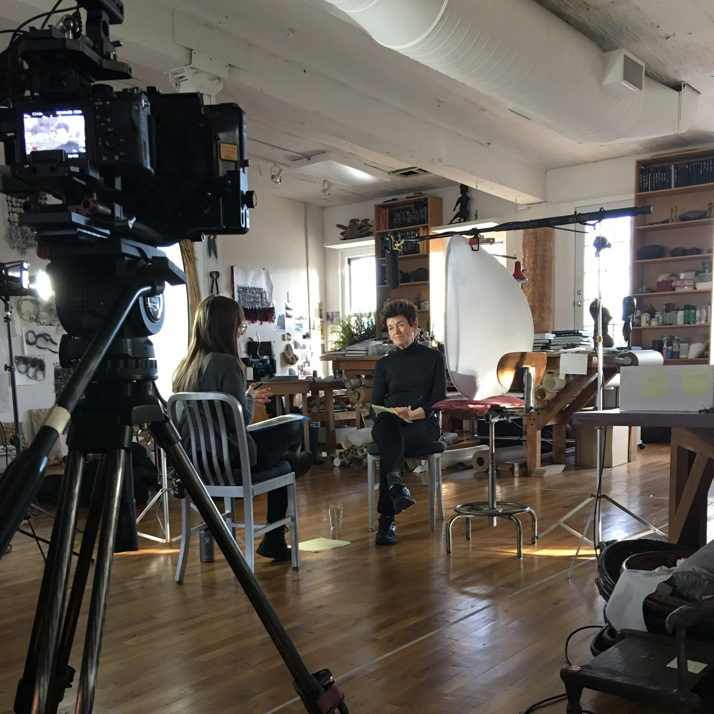 Interviewing artist Ursula von Rydingsvard for the Storm King Oral History Program
