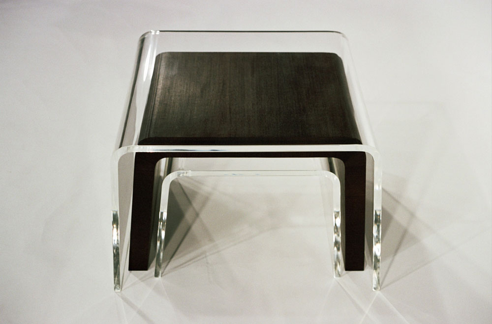 Nesting Tables, 2005, acrylic and wenge by Amy Devers for the series Freeform Furniture on DIY Network
