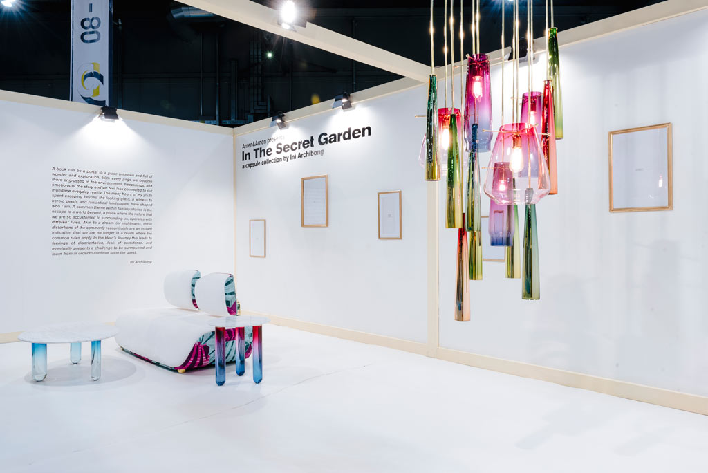 In The Secret Garden by Amen & Amen, designed by Ini Archibong. Booth in Milan at Salone Satellite.