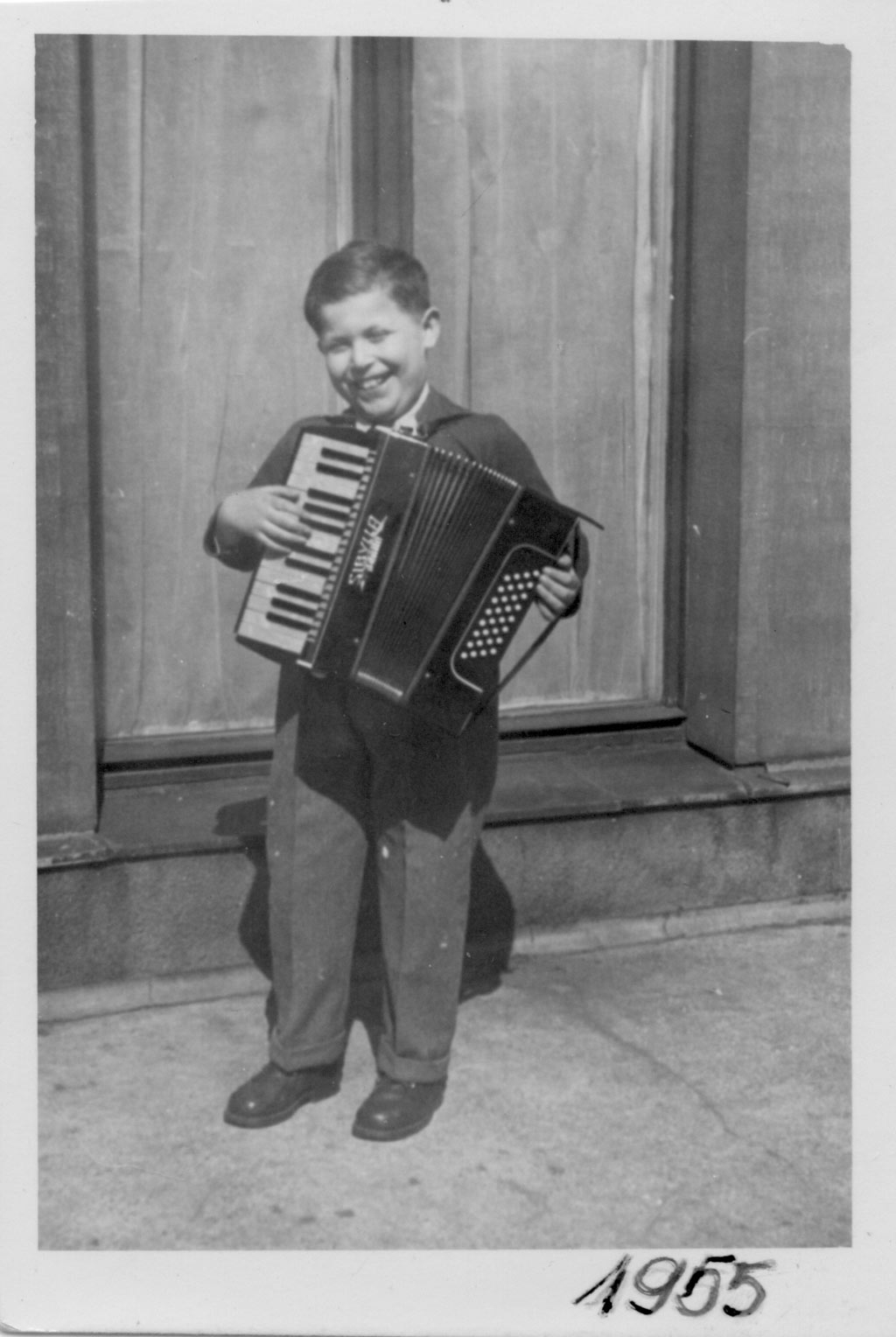 Daniel with his accordion, 1955