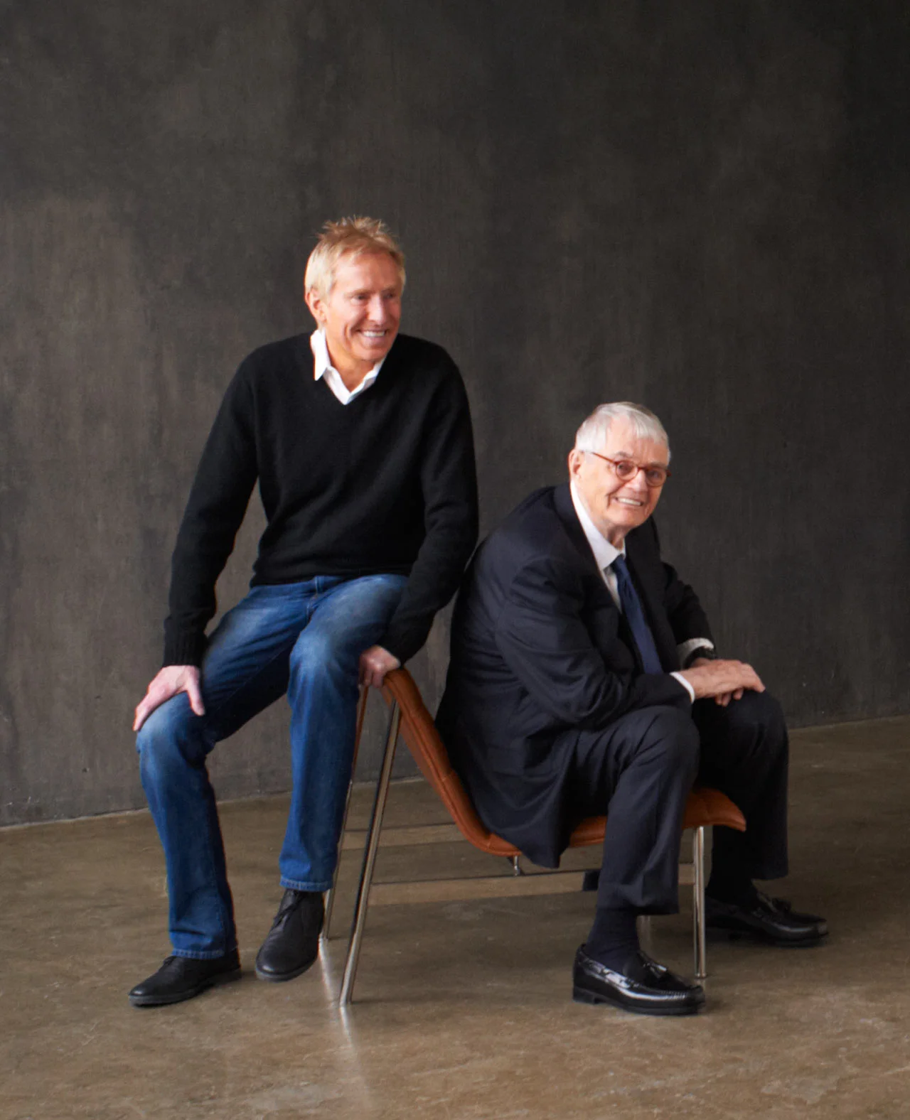 Jerry with the late Charles Pollock and his first new product in 40 years - the CP1 chair.