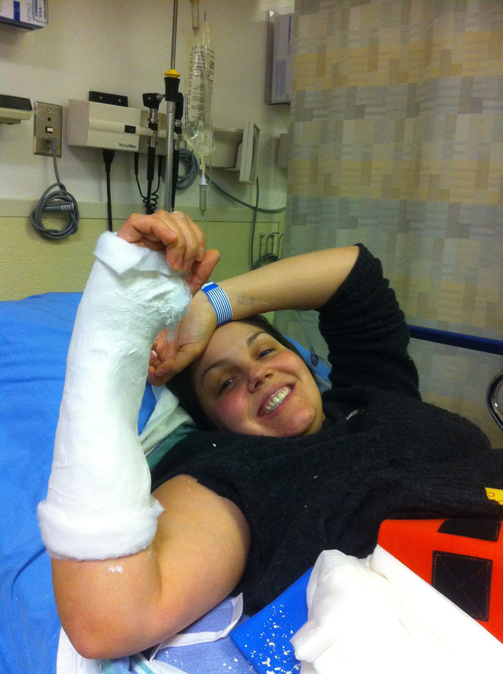 Rehab from her bike accident, 2012
