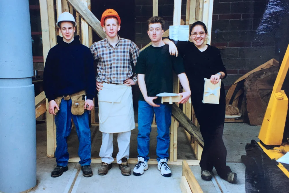 At a woodworking competition in 1998.