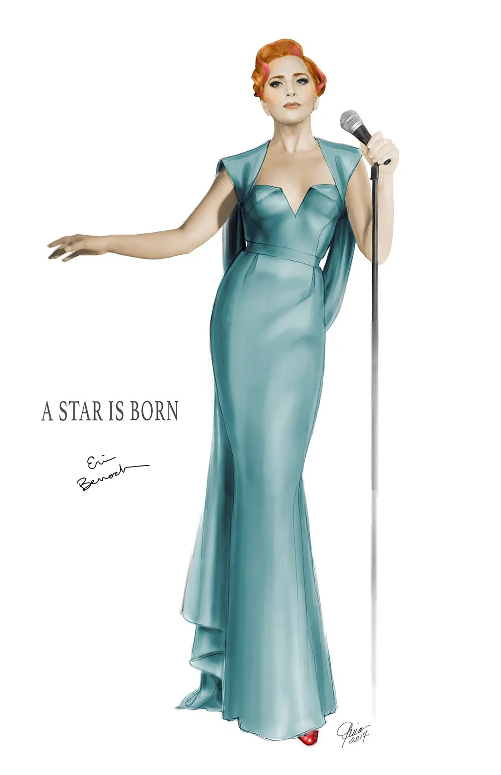 Final performance illustration for Lady Gaga in A Star is Born / Designer: Erin Benach