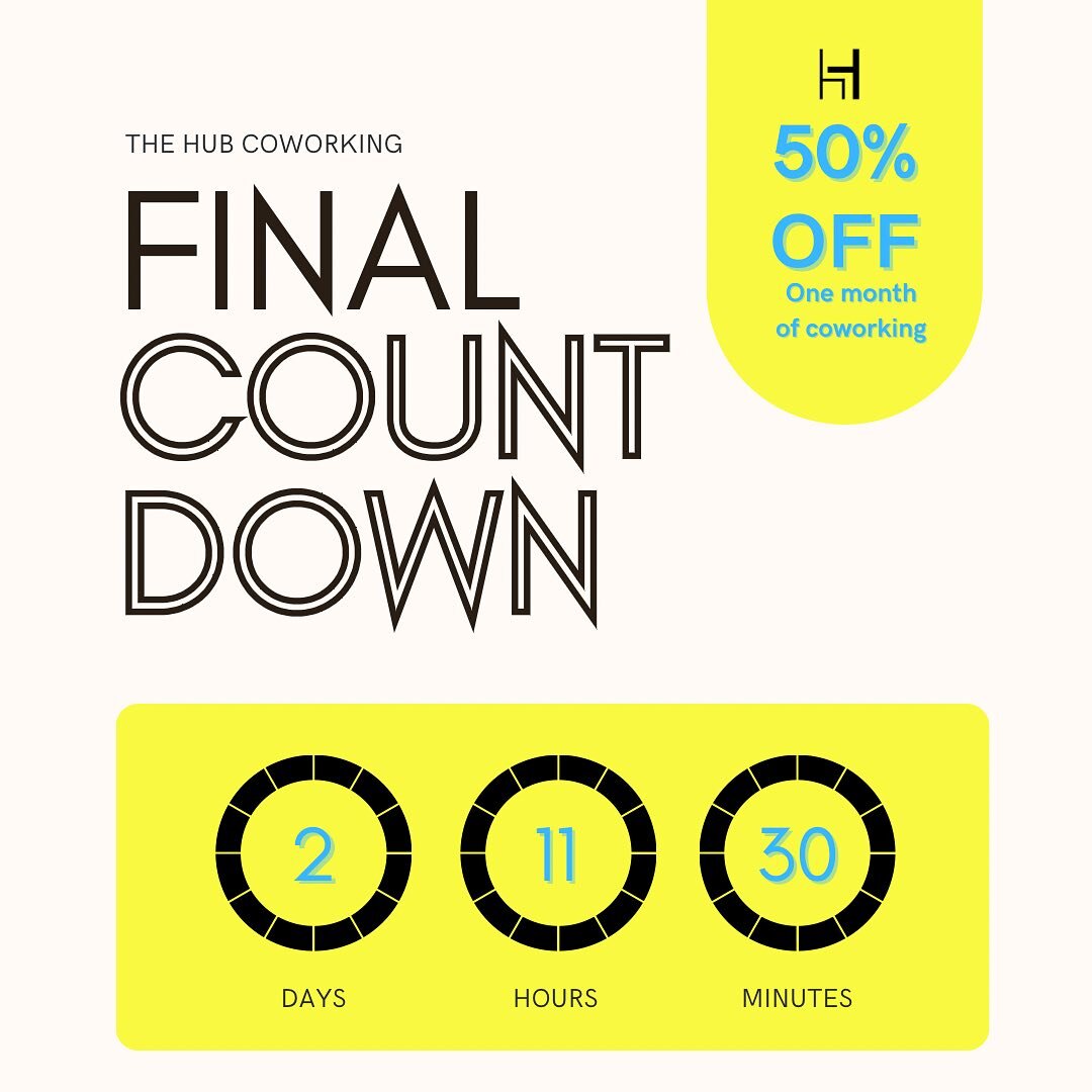 It&rsquo;s the Final Countdown! (cue Gob Bluth magic show vibes IYKYK) 🪄 
Only two more days to take advantage of 50% off your first month of membership at The Hub!