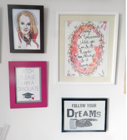 Picture wall segment- designs by Jonny Garrett Illustration, T Clarke Design and Stacey Jacqueline. 
