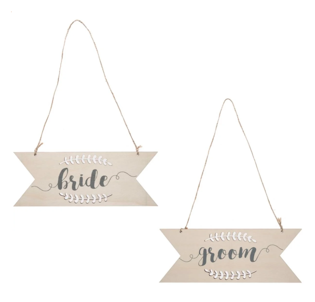 Bride &amp; Groom Hanging Signs