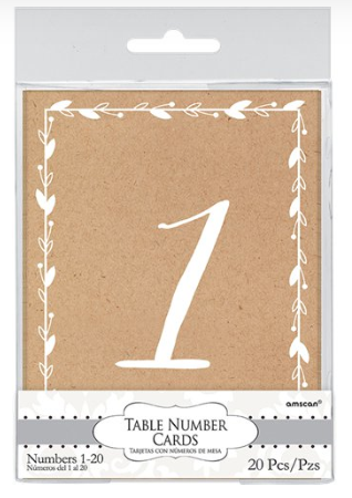 Rustic Table Number Cards