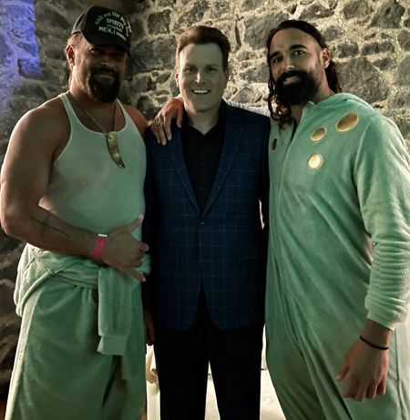 New Zealand magician Mick Peck pictured with Hollywood star Jason Momoa in Auckland