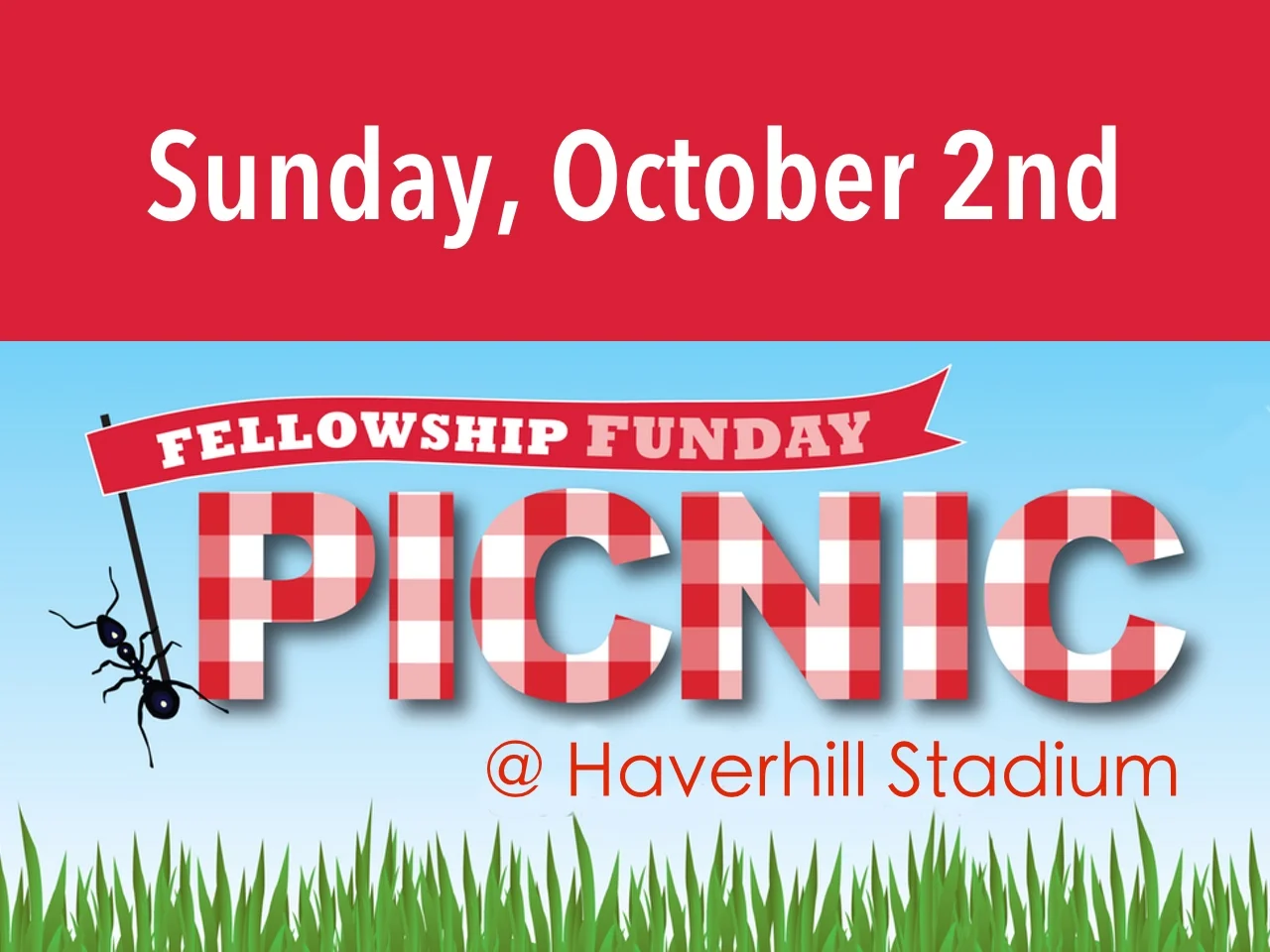 Come for worship and then head down to the Haverhill High Stadium for a time of hanging out, spending time together & playing games like softball and frisbee. Bring a picnic lunch and any outdoor games that you'd like to play. .
