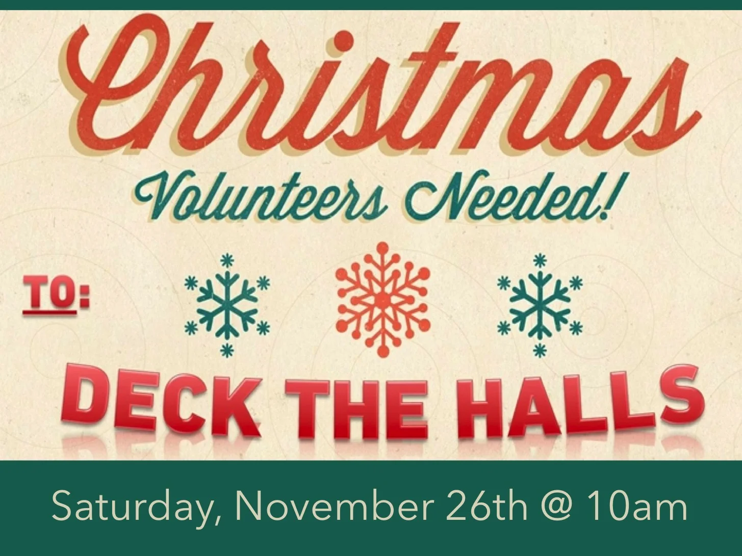 It's time to dress BrookRidge up for Christmas! Lots of hands make light work, so if you have some time on Saturday, November 26th at 10:00am, we would love for you to join us! There is a sign-up sheet in the Fellowship Hall.