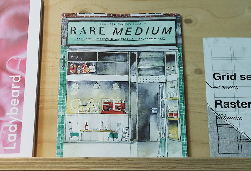 Rare Medium journal, cover illustration by Eleanor Crow (2014) displayed at the A+ exhibition at Central Saint Martins in 2016