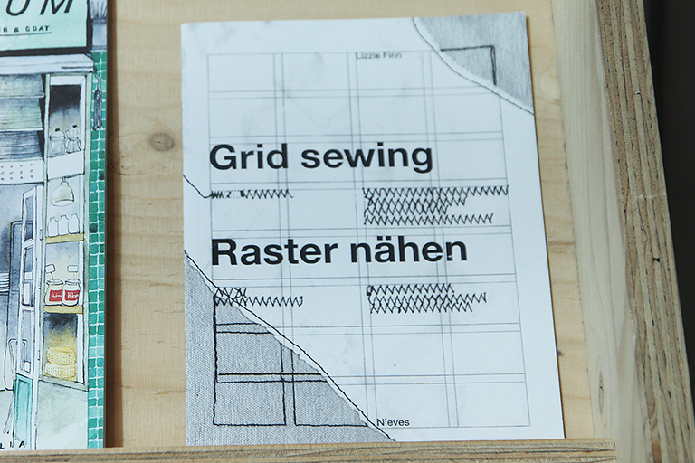'Grid sewing/raster Nahen' by Lizzie Finn (2004) on display in the A+ exhibition at Central Saint Martins