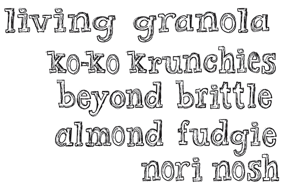 Hand-lettering used in packaging design