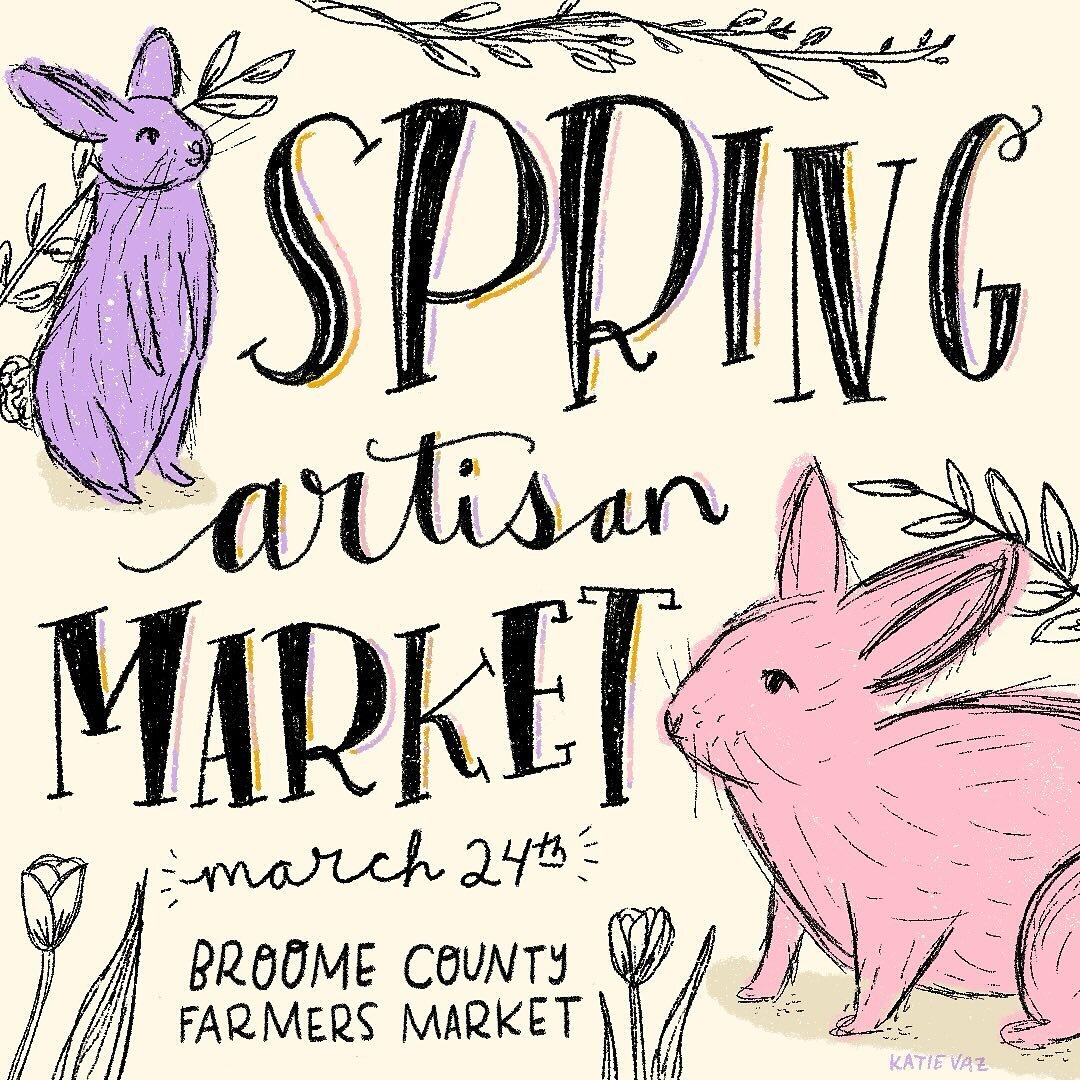 Welcome springtime with me this Sunday at the @broomecountyregionalfarmersmkt Spring Artisan Market 💐. I&rsquo;ll have a booth there selling sunshiny greeting cards, art prints, and stickers. Copies of my books will also be for sale! 

🌸10:00 AM&nd