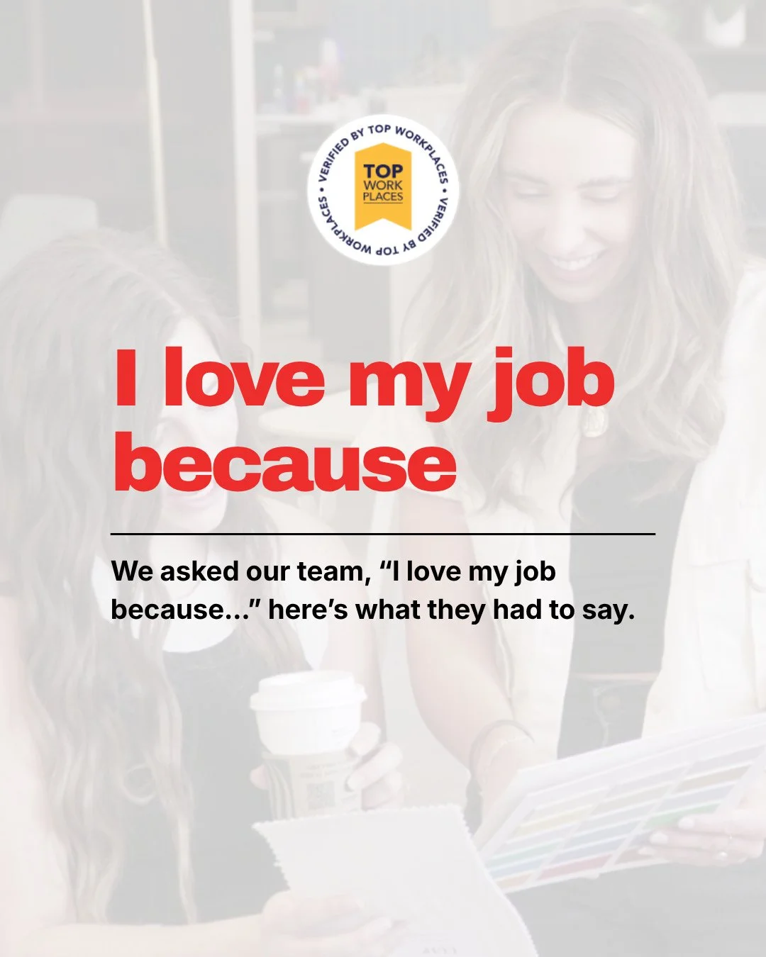 We asked, &ldquo;I love my job because&hellip;&rdquo; and the answers did not disappoint 👏⁠
⁠
It&rsquo;s the people, the culture, the opportunities&mdash;and everything in between.⁠
⁠
Honored to be named a Tennessee Top Workplace from 2023&ndash;202