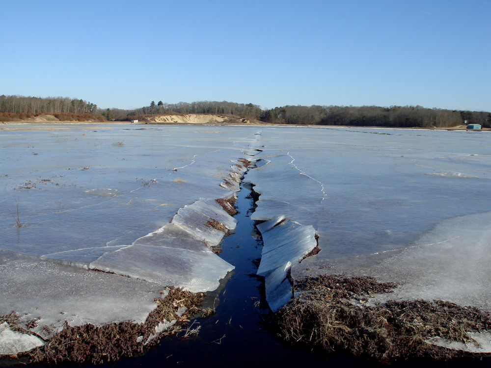February, 2008 | February Ice | The ice edge breaks crisply along the channel on the 32 acre