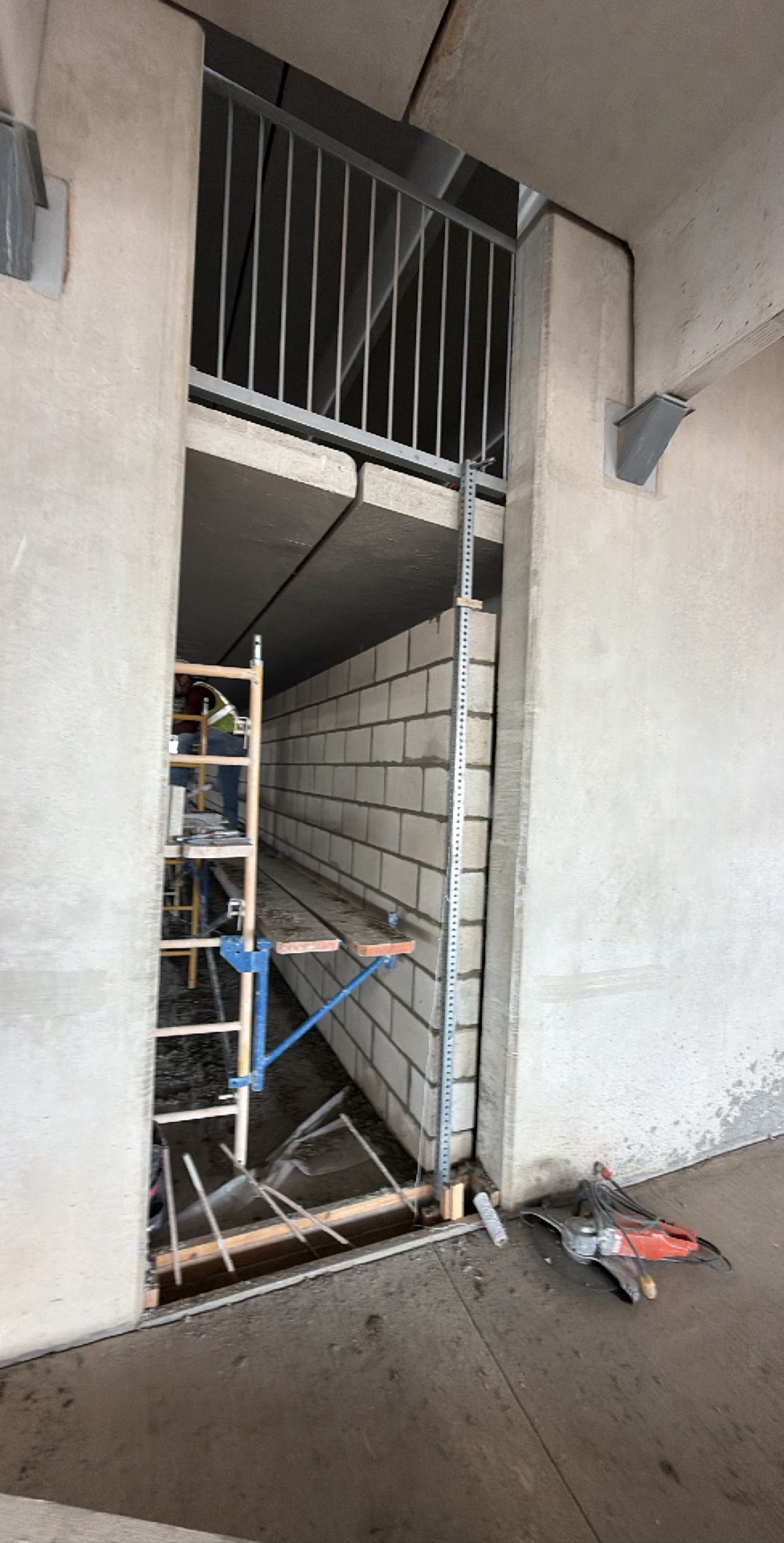 CMU infill in concrete frame