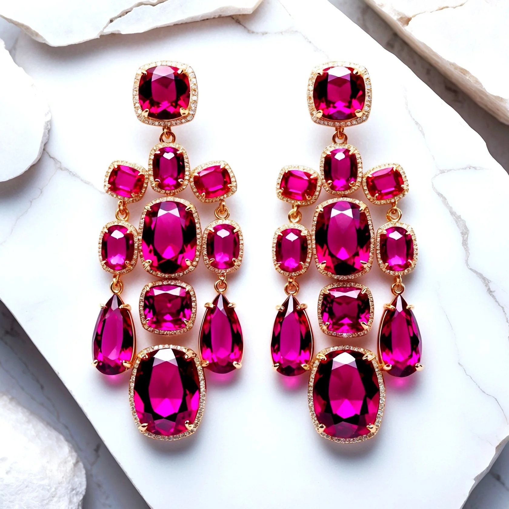 Gemmey Gemstone Chandelier Earrings