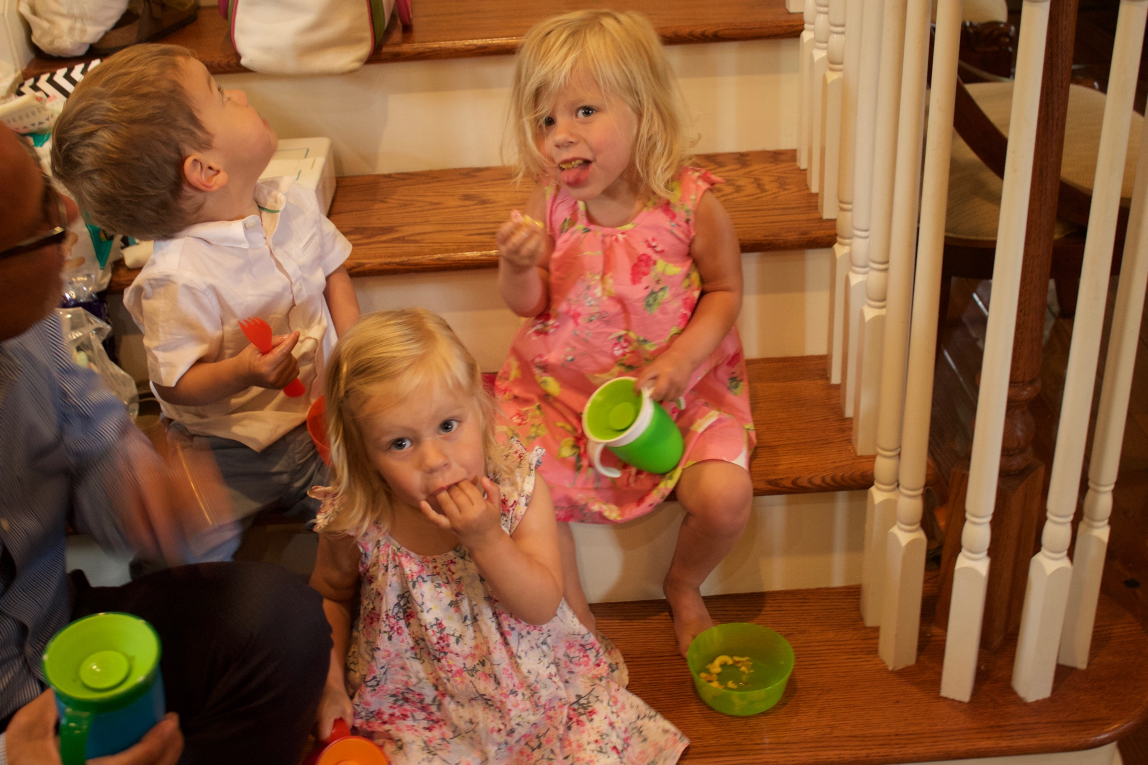 And half my camera's memory card is filled with pictures like this where every one is stuffing their face and rarely are they all looking in the same direction.