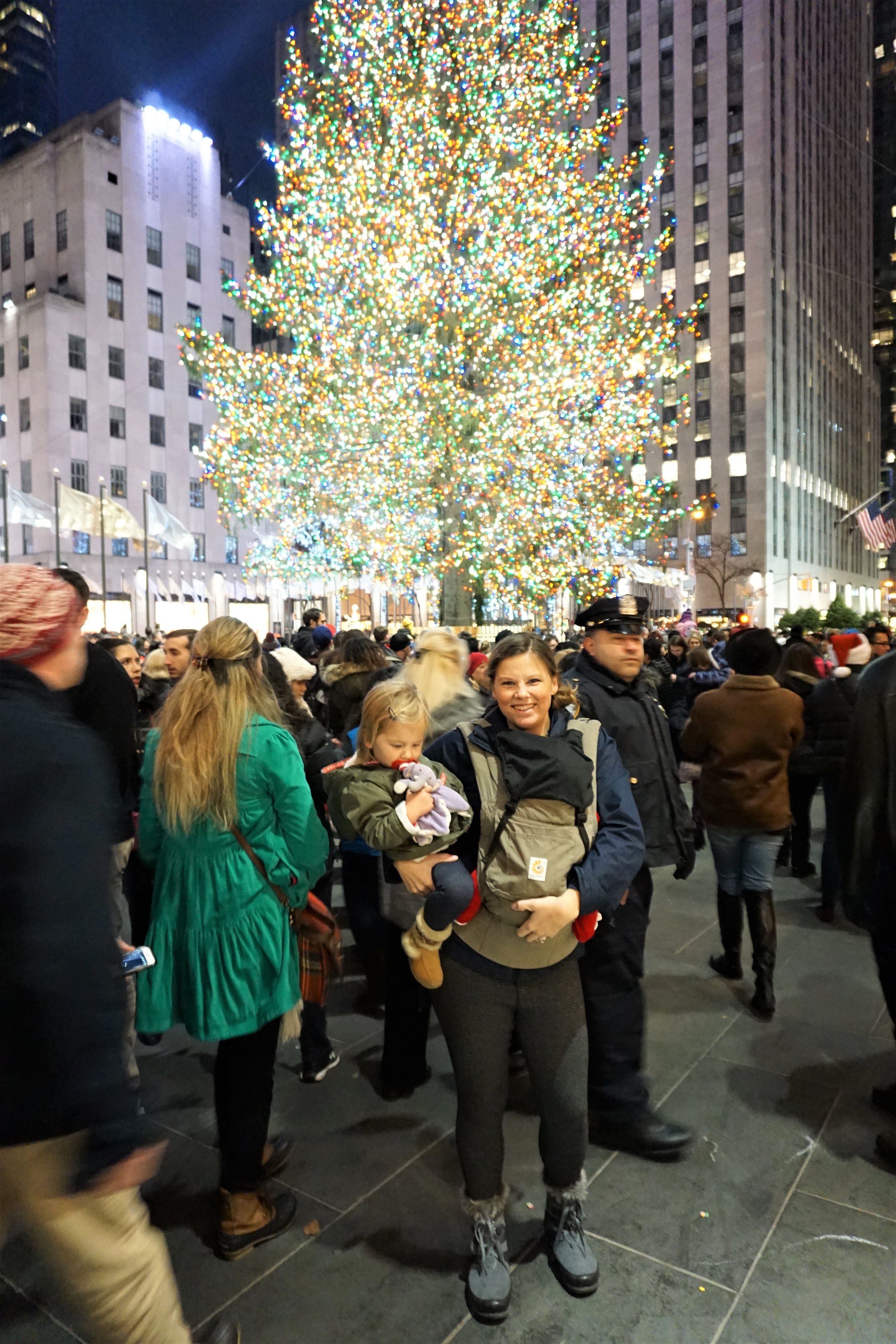 Me + my two baby nomadswith the Christmas Tree in Rockefeller Plaza