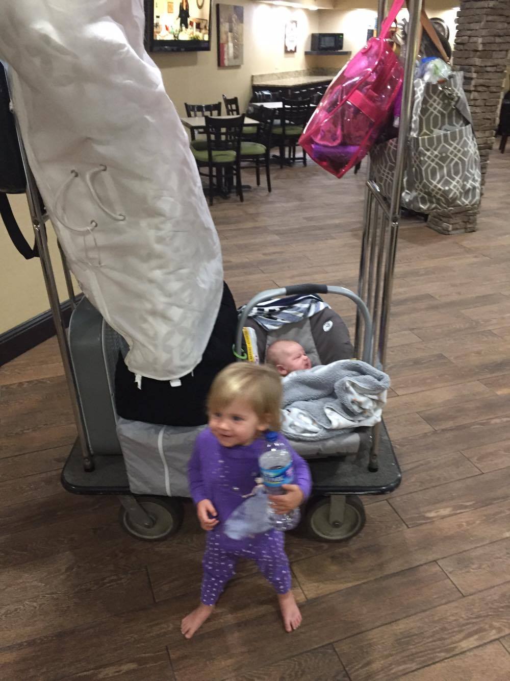 SHe's moving so fast, shes blurry -- our night in the hotel was less than stellar