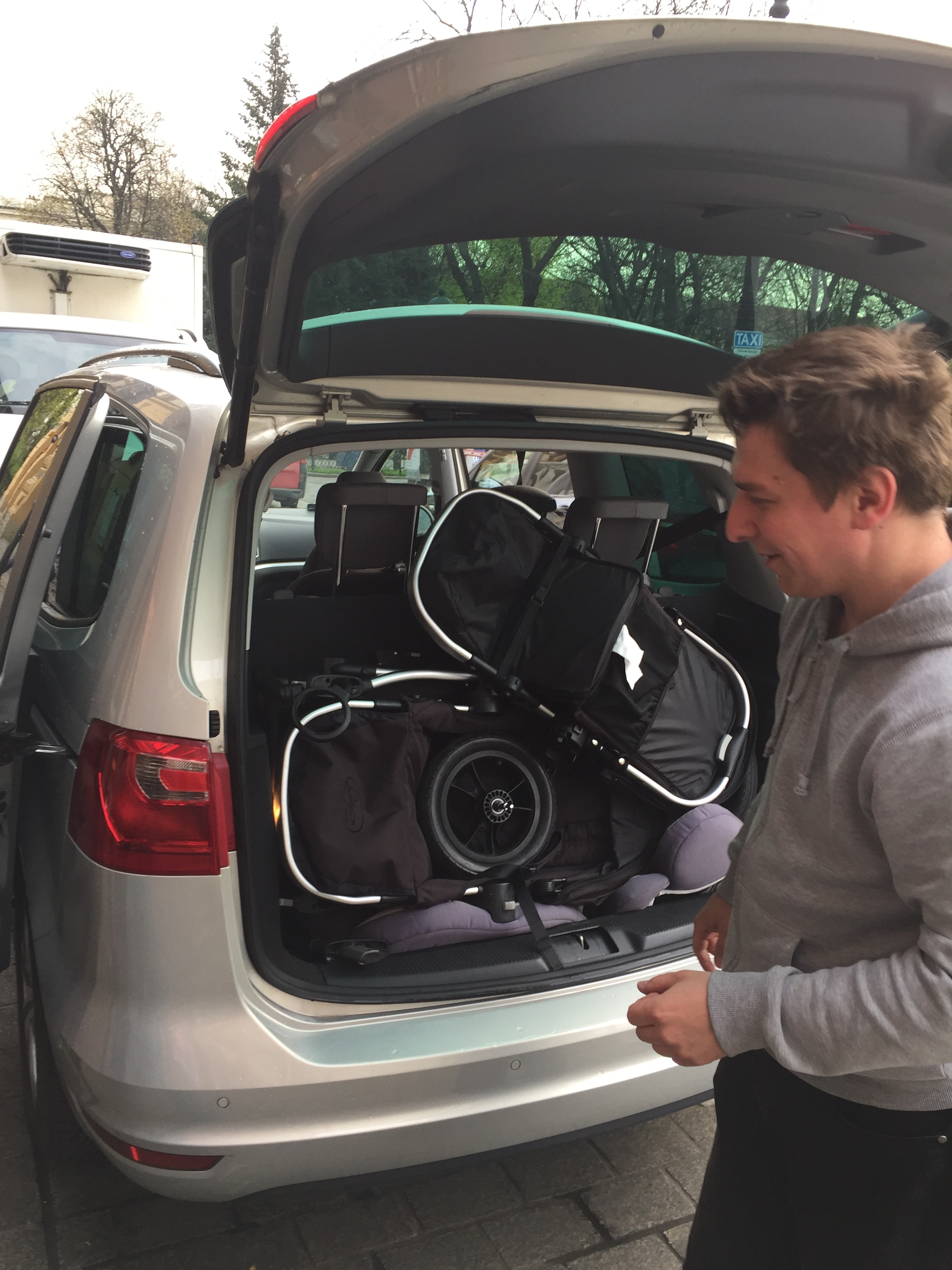 This is our driver -- he was great!! Apparently european cars can't always handle our double stroller -- we took it apart and it fit perfectly.
