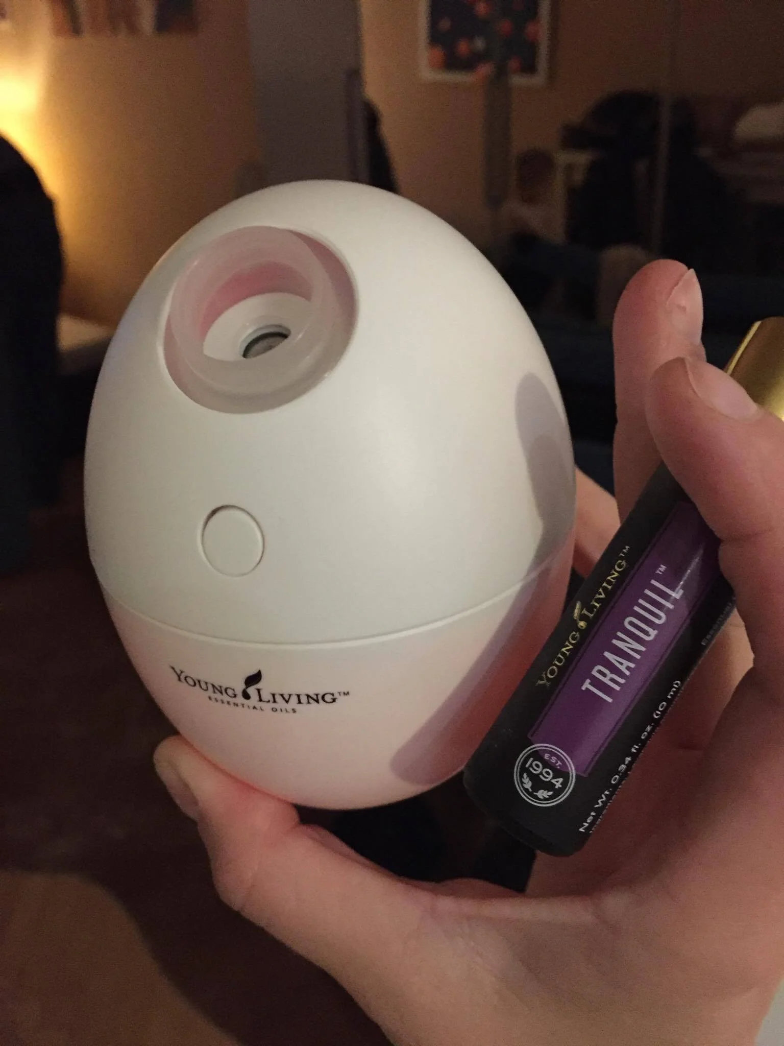 Our Orb Travel diffuser + our tranquil roll on. We use Essential oils to support more restful sleep with the babies and ourselves! (Photo from our time in Vienna, Austria)