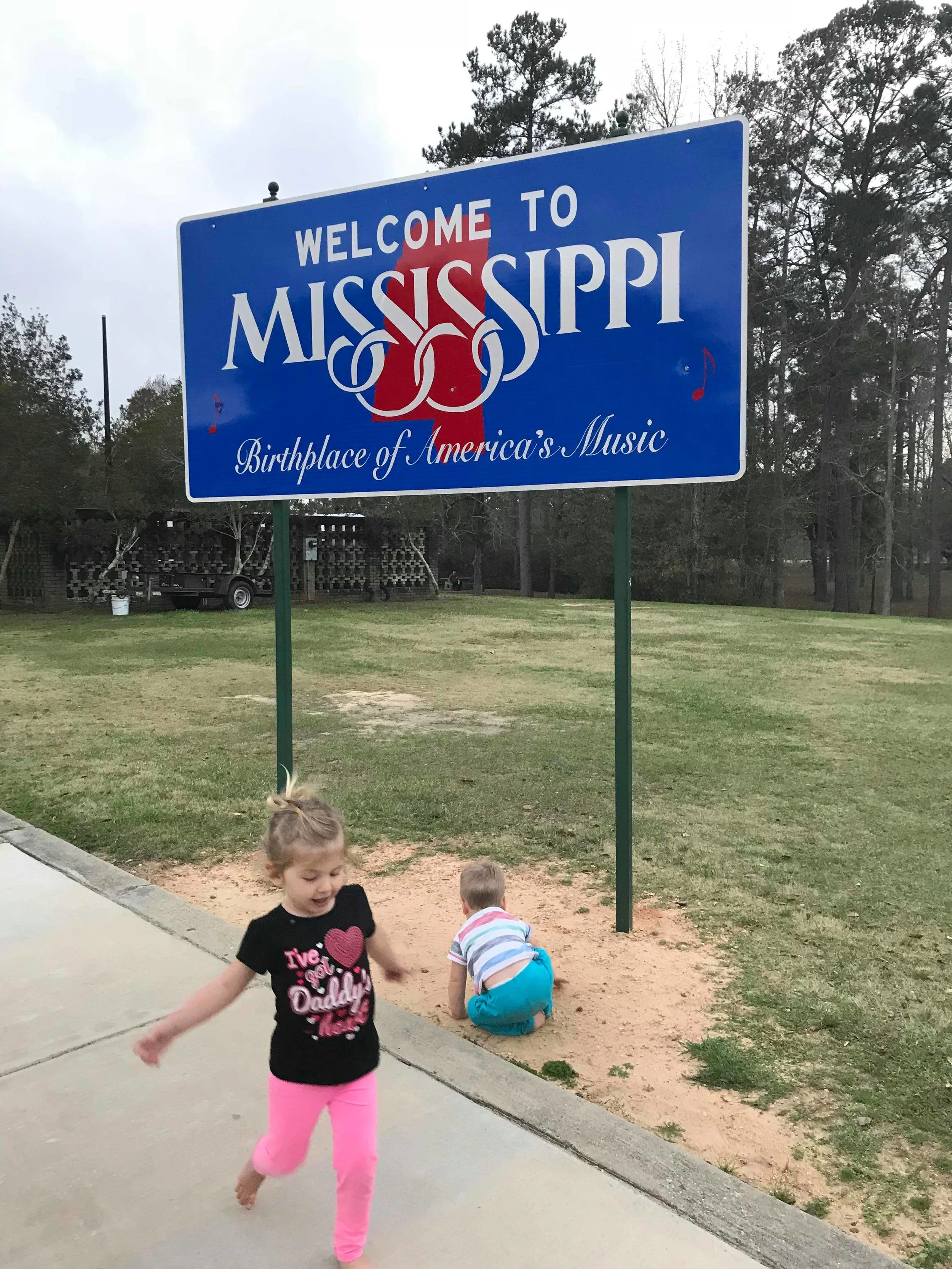 The kids running wild at the rest area