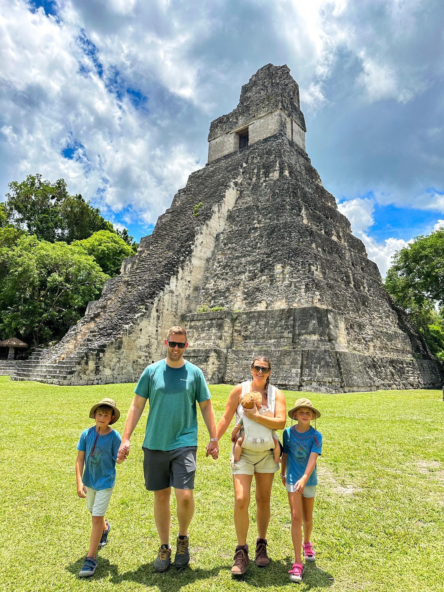 Family walking at Tikal National Park