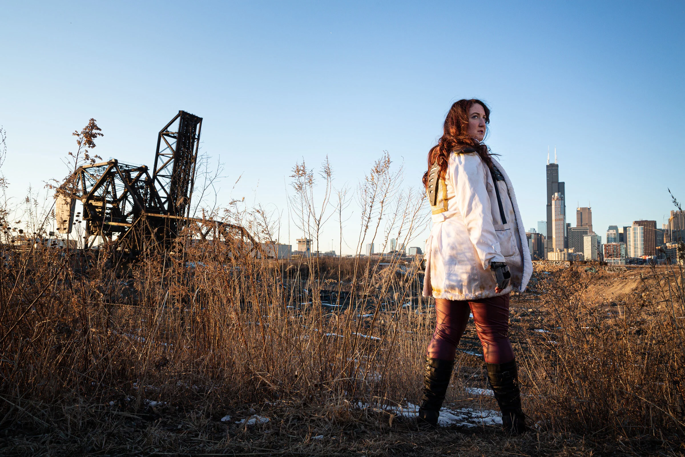  Unit still of actor Sarah Krause of the set of Chicago Shadows by Redleg Film. Photo ©Courtney Rader 