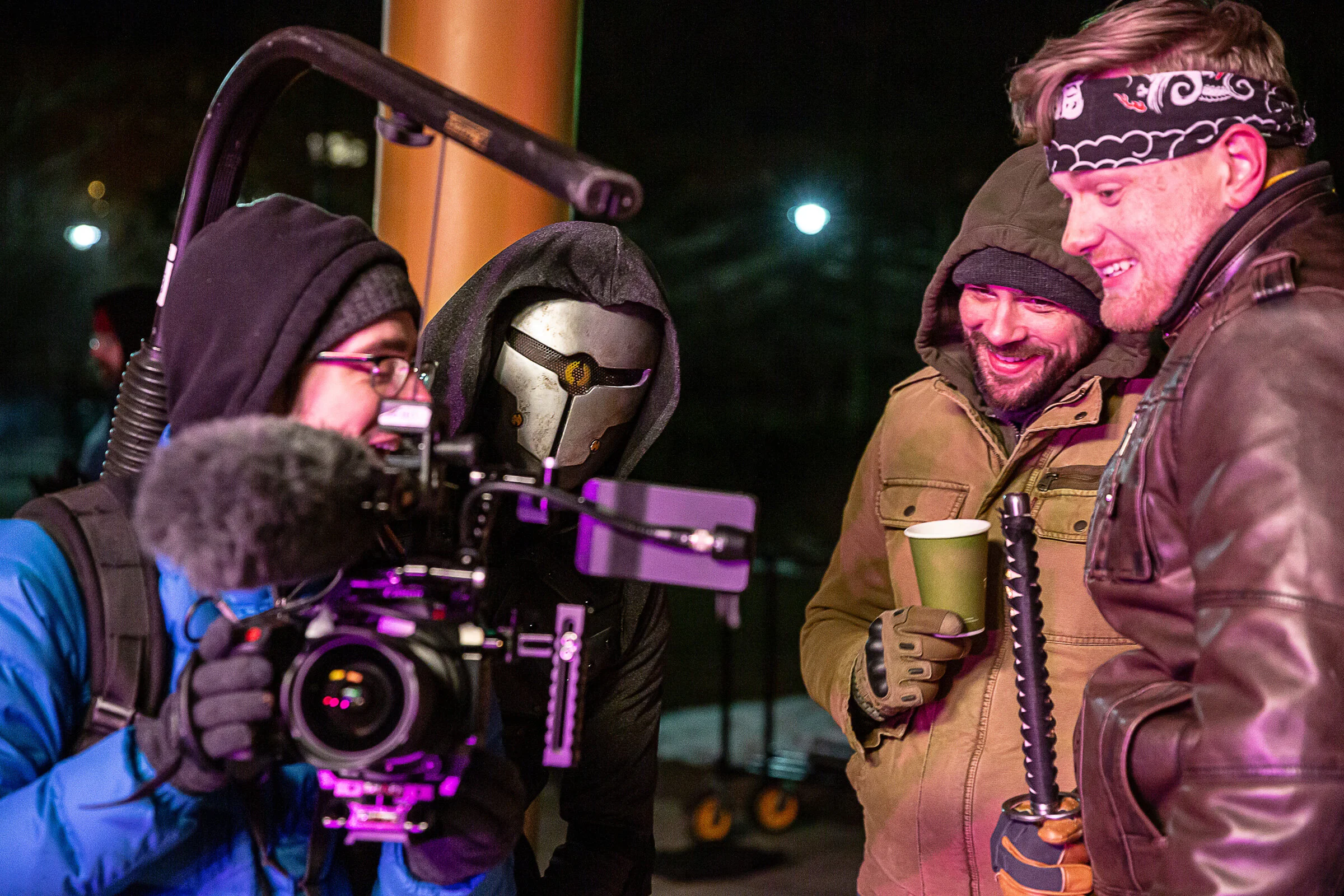  Behind the scenes during the ninja fight in the film Chicago Shadows. Photo ©Courtney Rader 