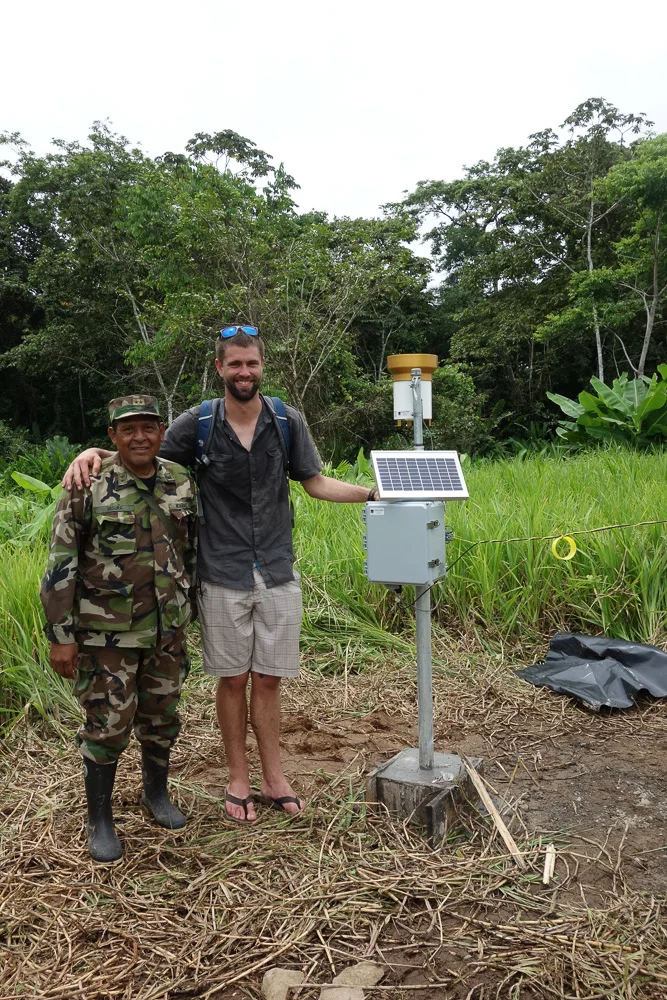 Rain gage installation at a remote Nicaraguan military base.