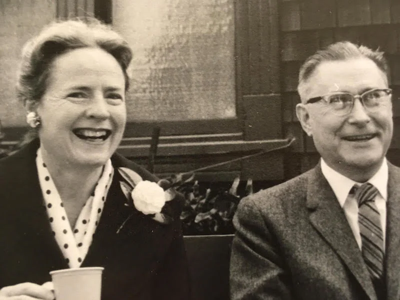 The Waylands, Elizabeth's parents in the early 1950s. The Rangpur Lime marmalade tradition began here. 