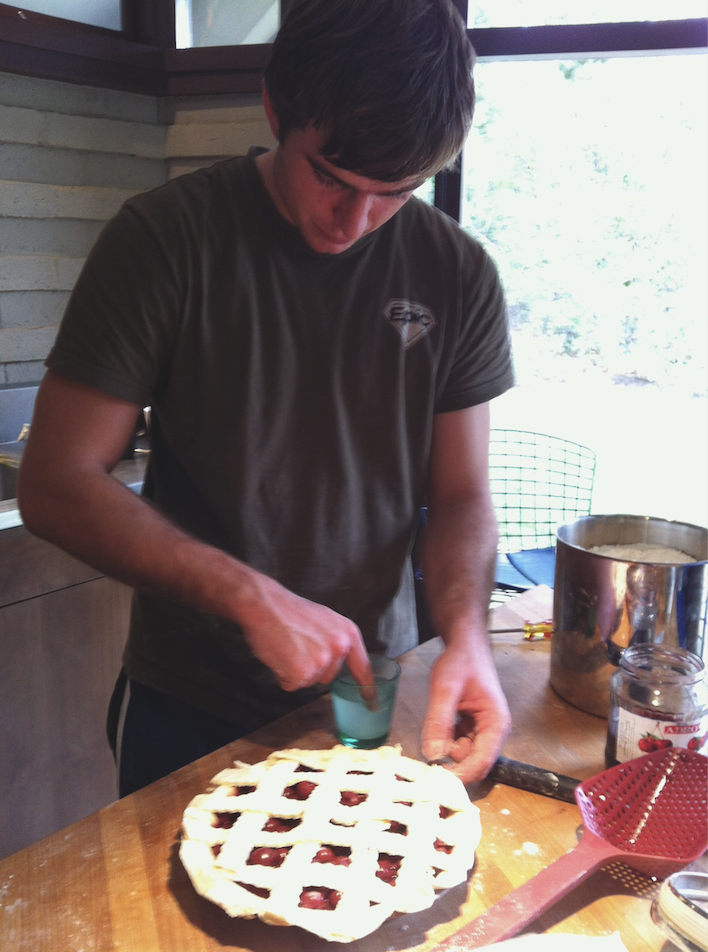 John and his first pie. 