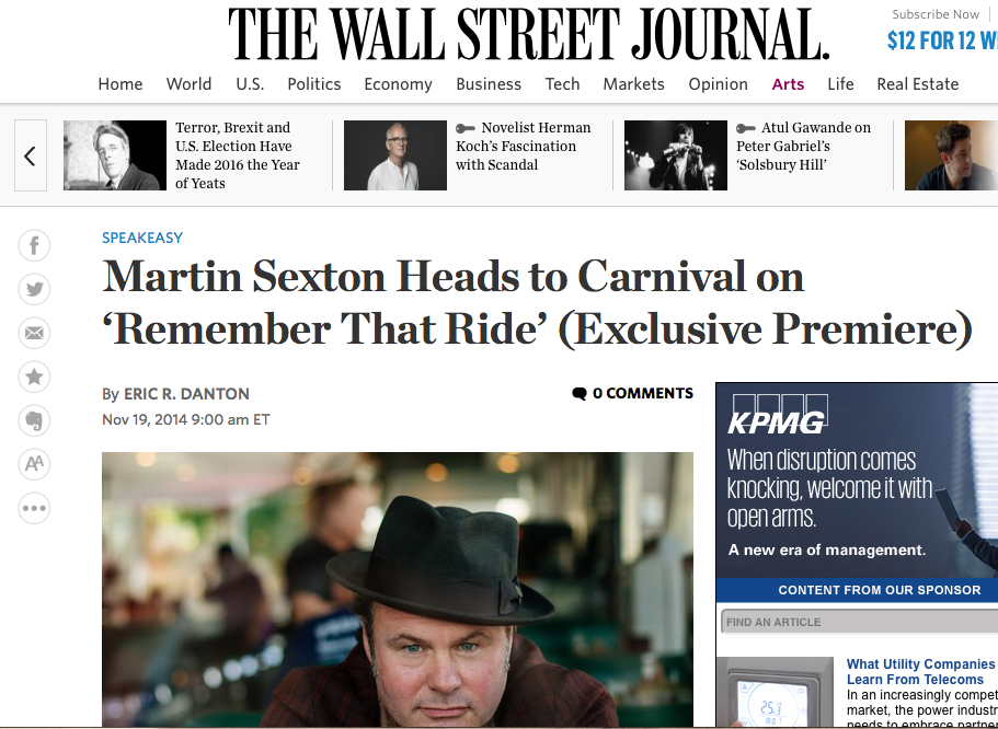 Wall Street Journal premieres single from Mixtape of the Open Road