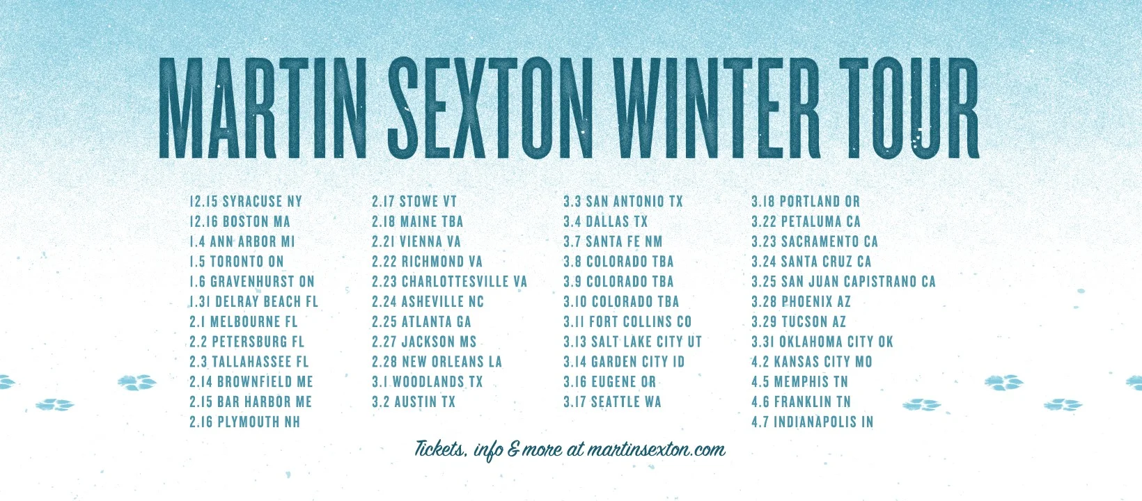 Winter 2018 Tour Announced!