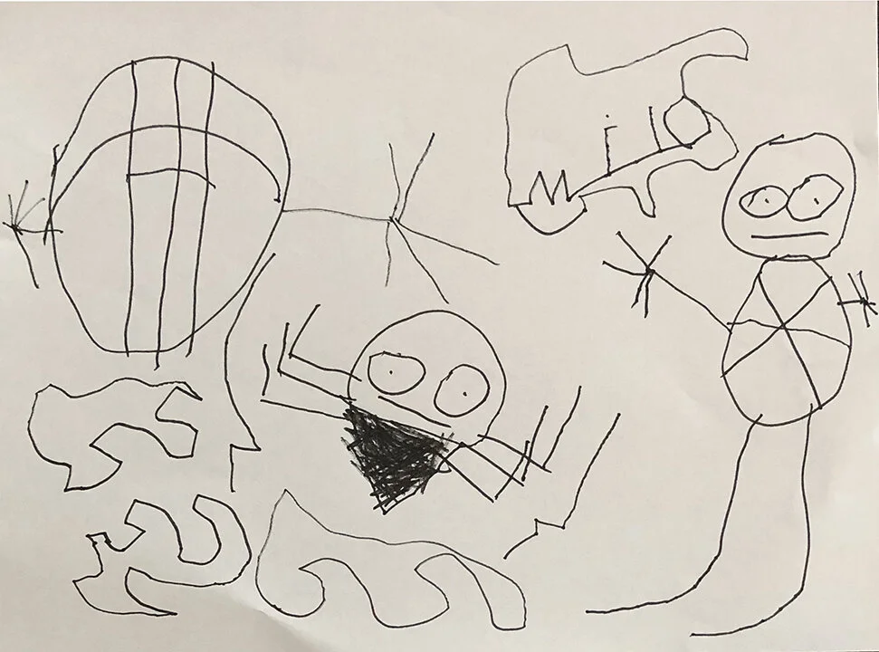 Collaborating with my five year old son while social distancing: Drawings for Tattoos, April 2020