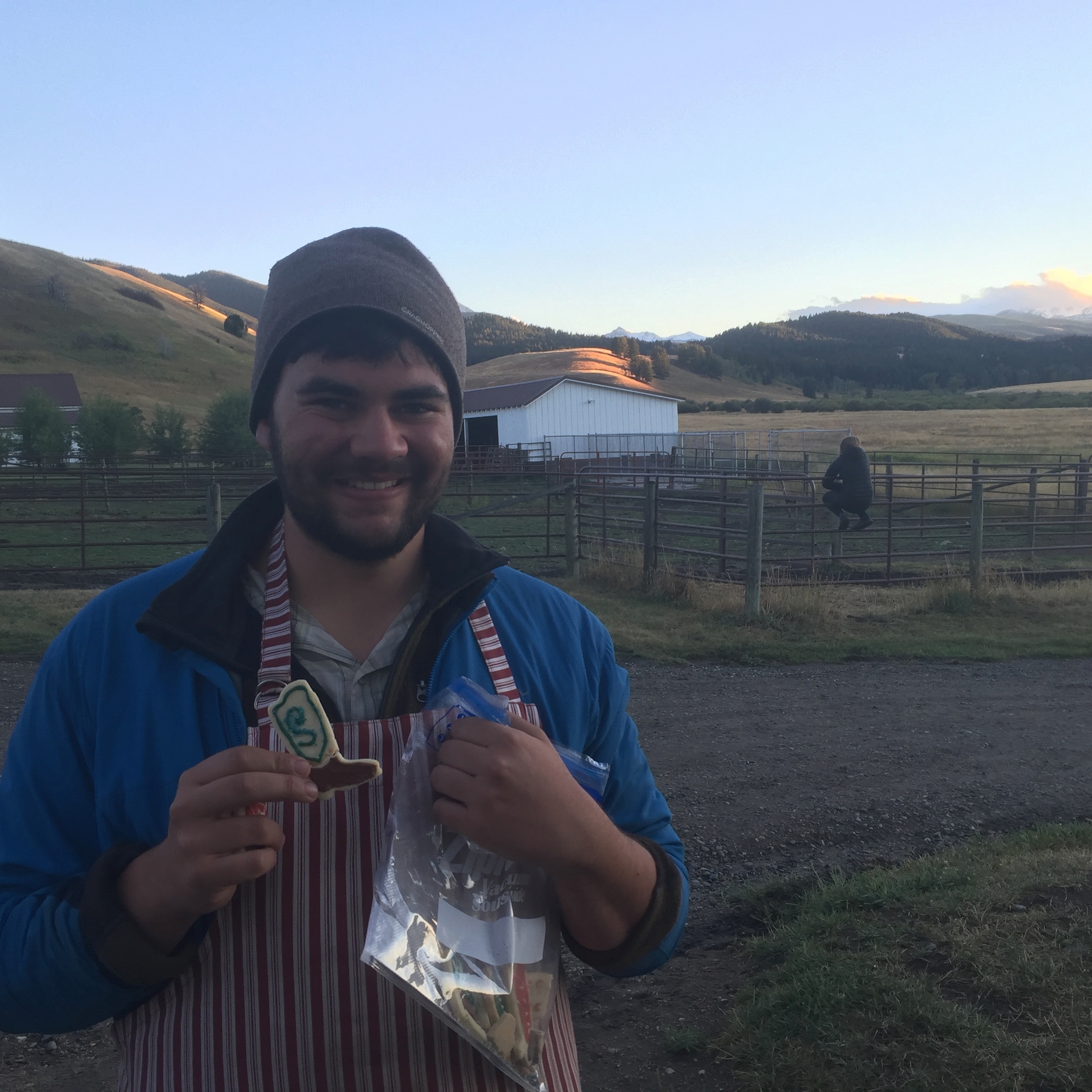 Evan poses with his cowboy cookies