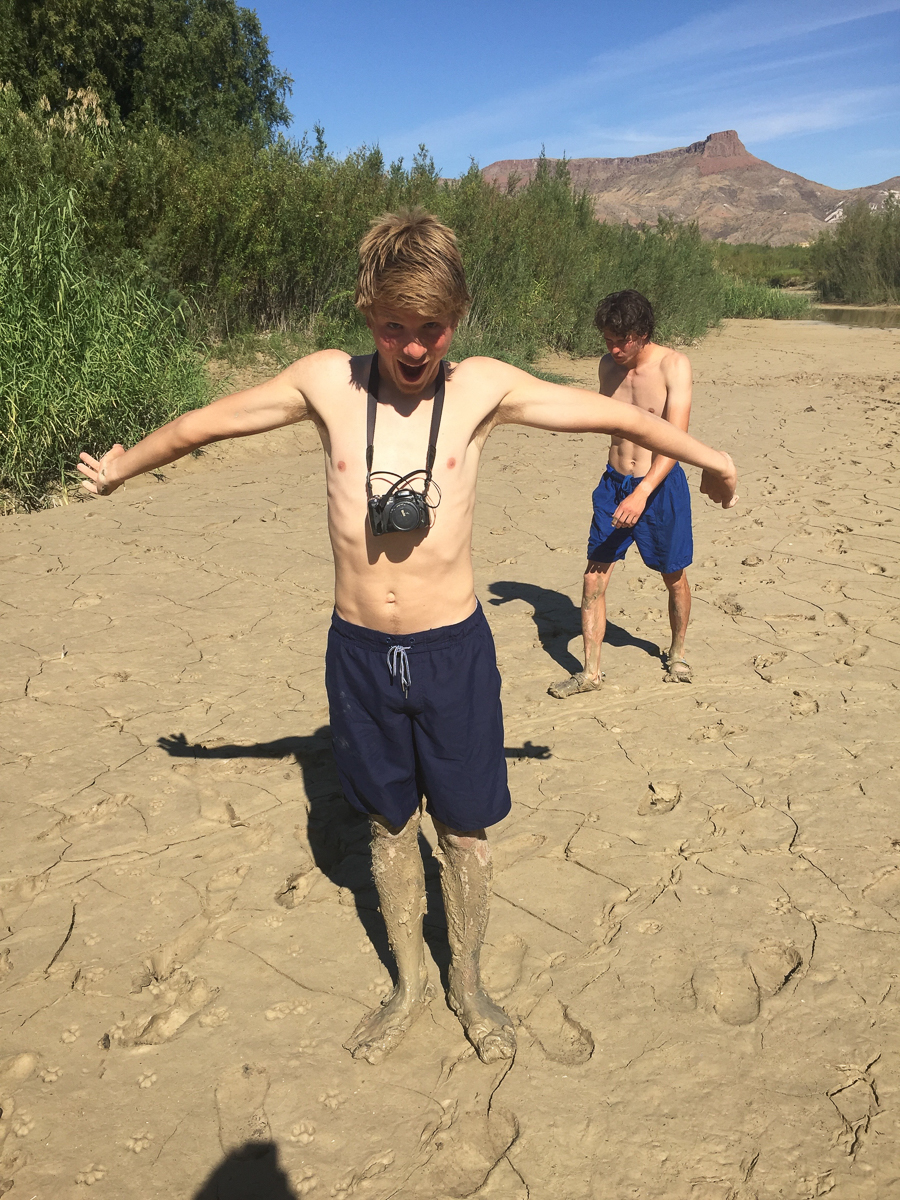 Thomas gets muddy searching for birds and butterflies