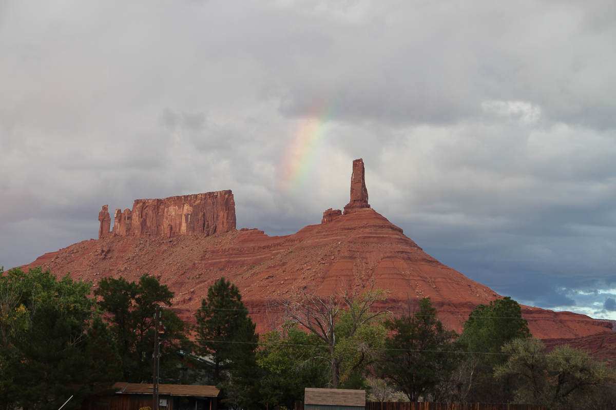 Rainbow over Castleton Tower