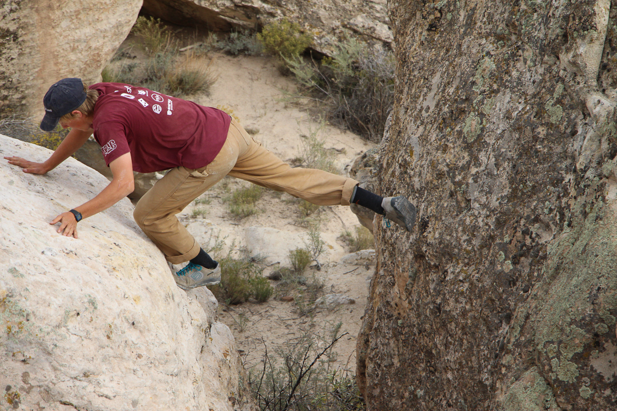 Fields finds time to keep his bouldering skills sharp