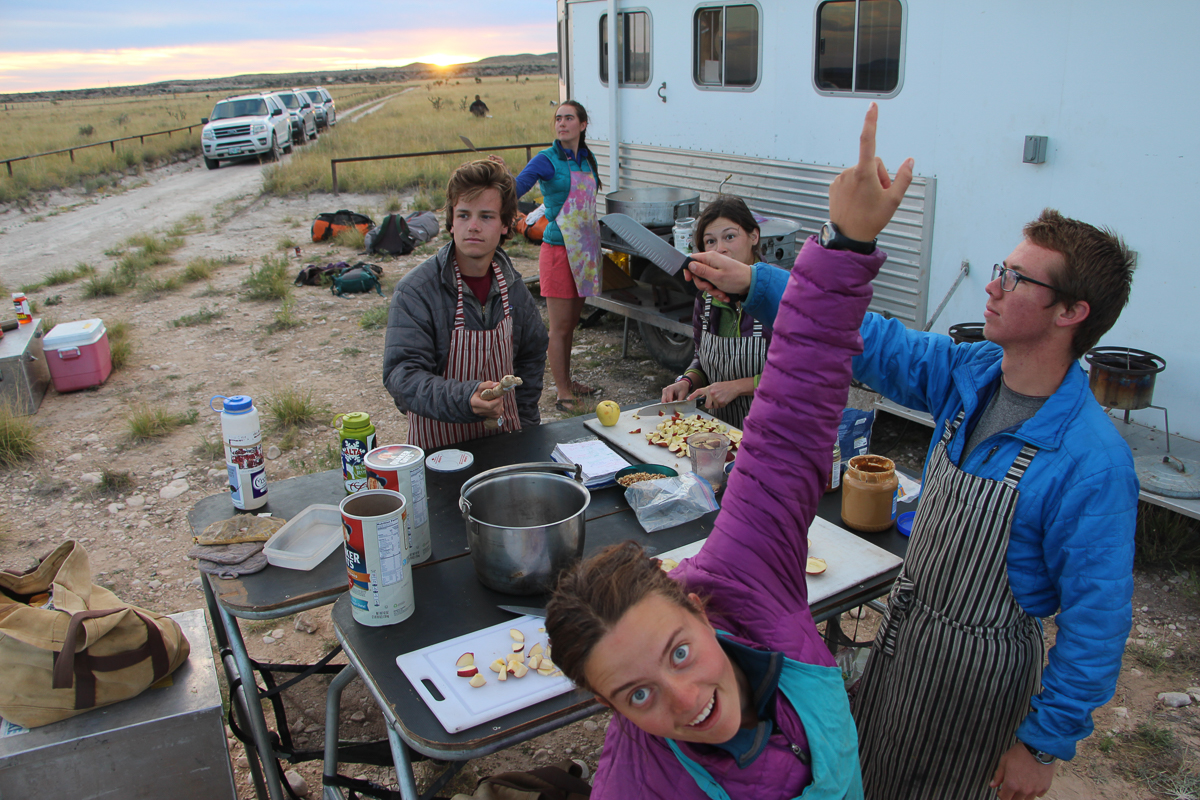 "Gardner and the Vegetarians" hard at work in the kitchen