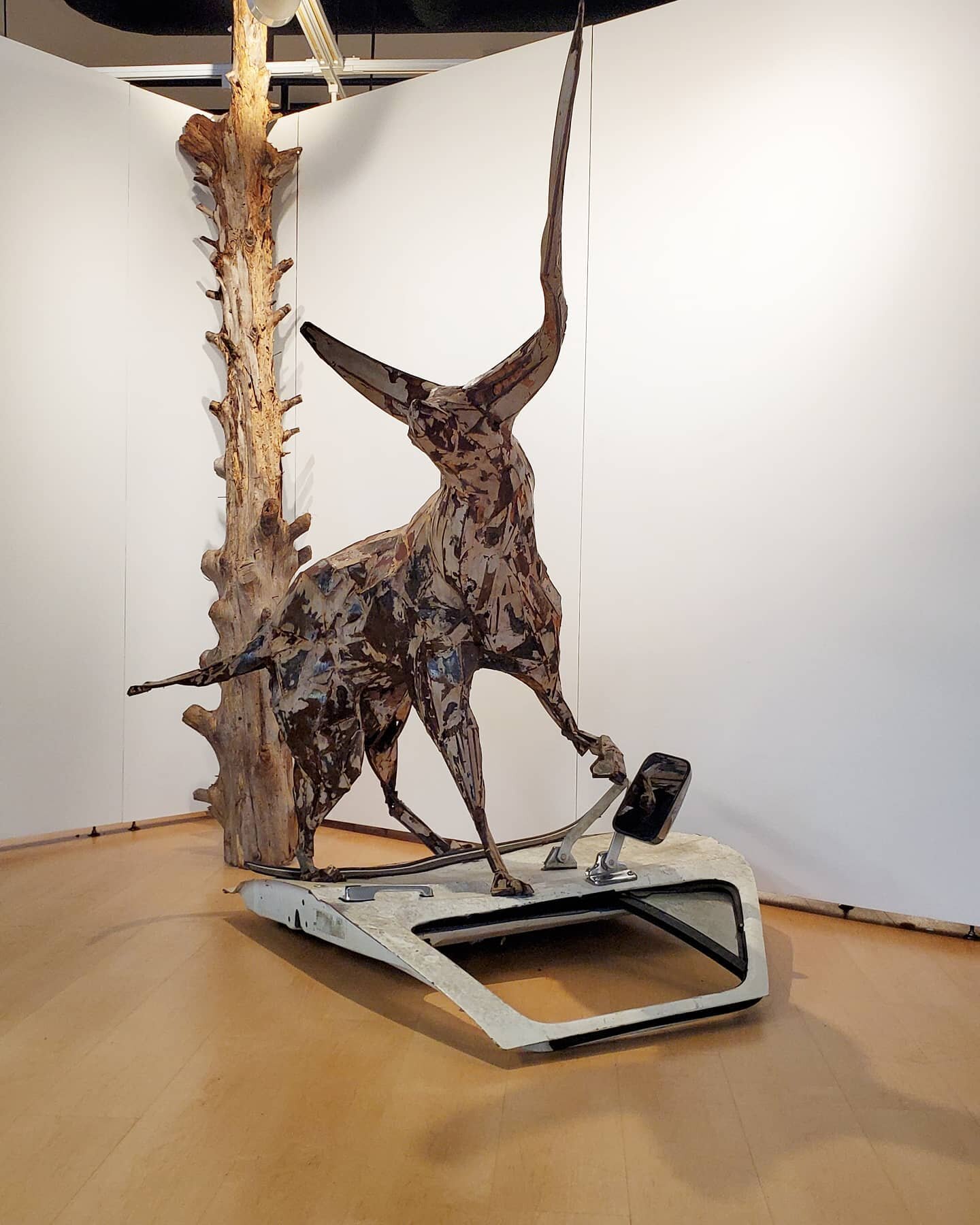 &quot;Beast Of Burden&quot;
steel, foam, bondo, cedar tree, truck door.
.
.
.
#sculpture #art #contemporaryart #steel #metal #beast #chimera