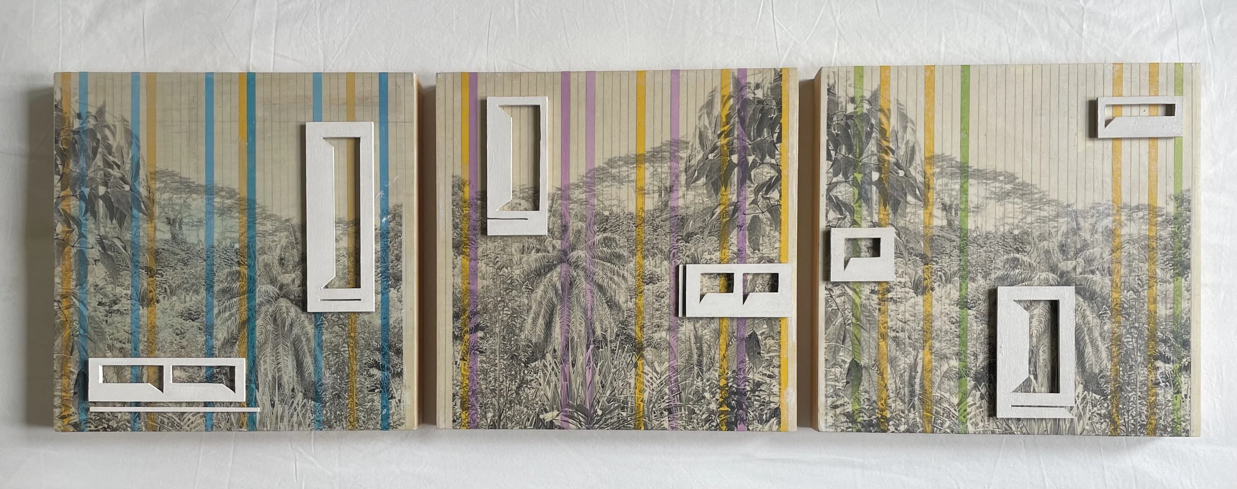  Triptych | Open window | 3 x 30.5cm x 30.5cm | Mixed media on wood | 2023  