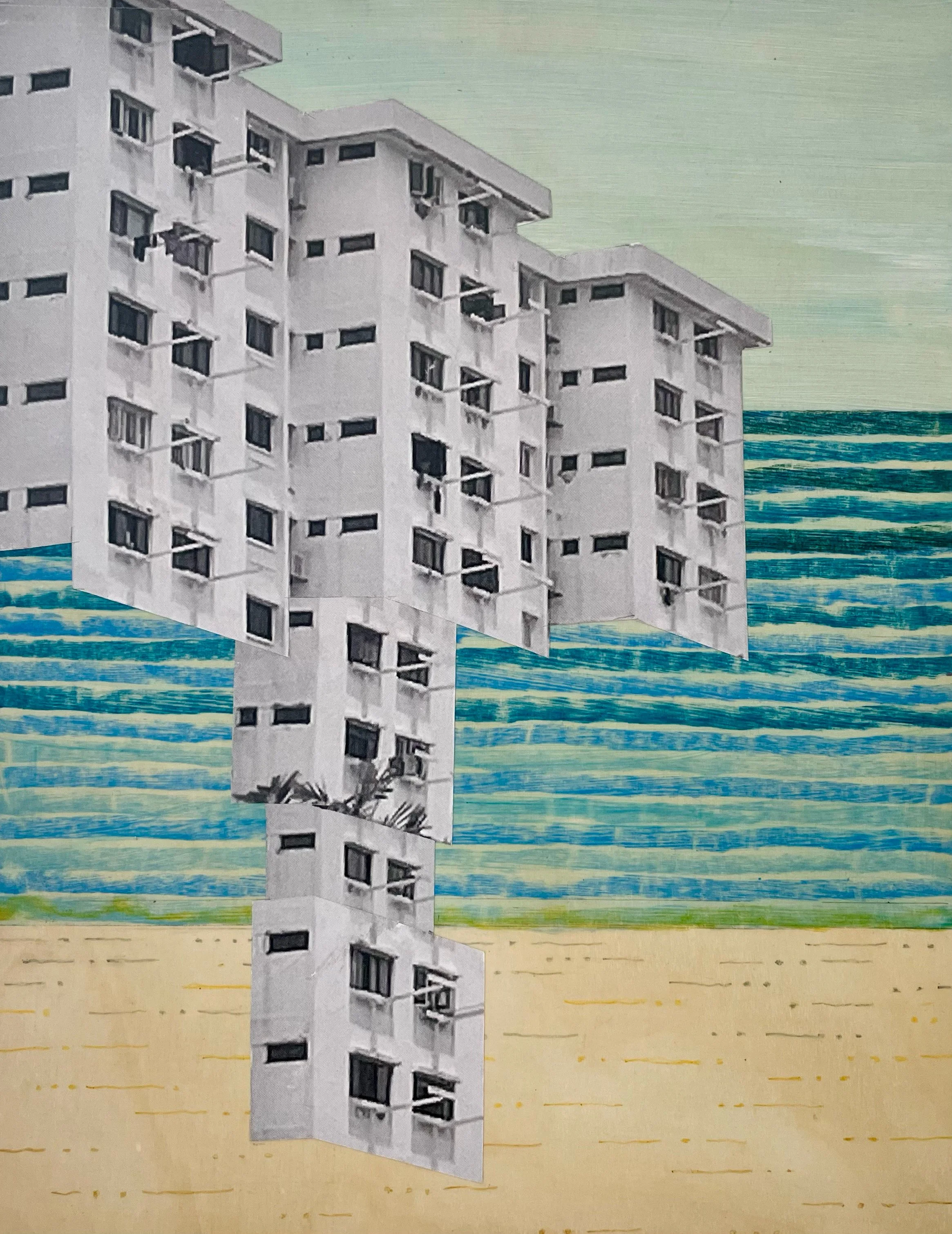  Open window at the Coast 1| 28cm x 36cm | mixed media on wood | 2023 