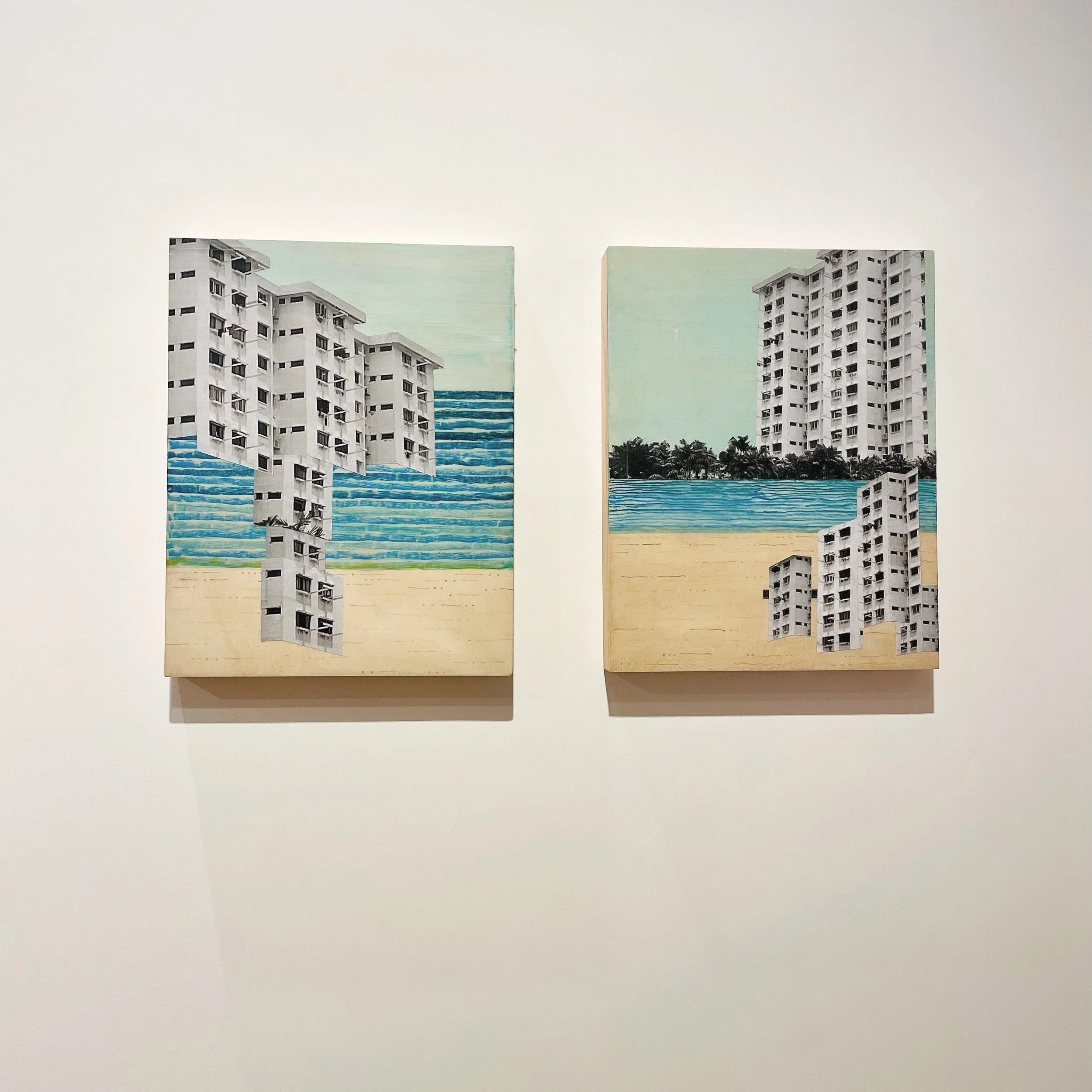  Open window at the Coast 1+2 | 28cm x 36cm | mixed media on wood | 2023 